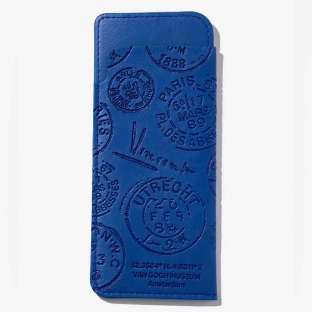 Blue Embossed Leather Glasses Case - Picture 2 of 3